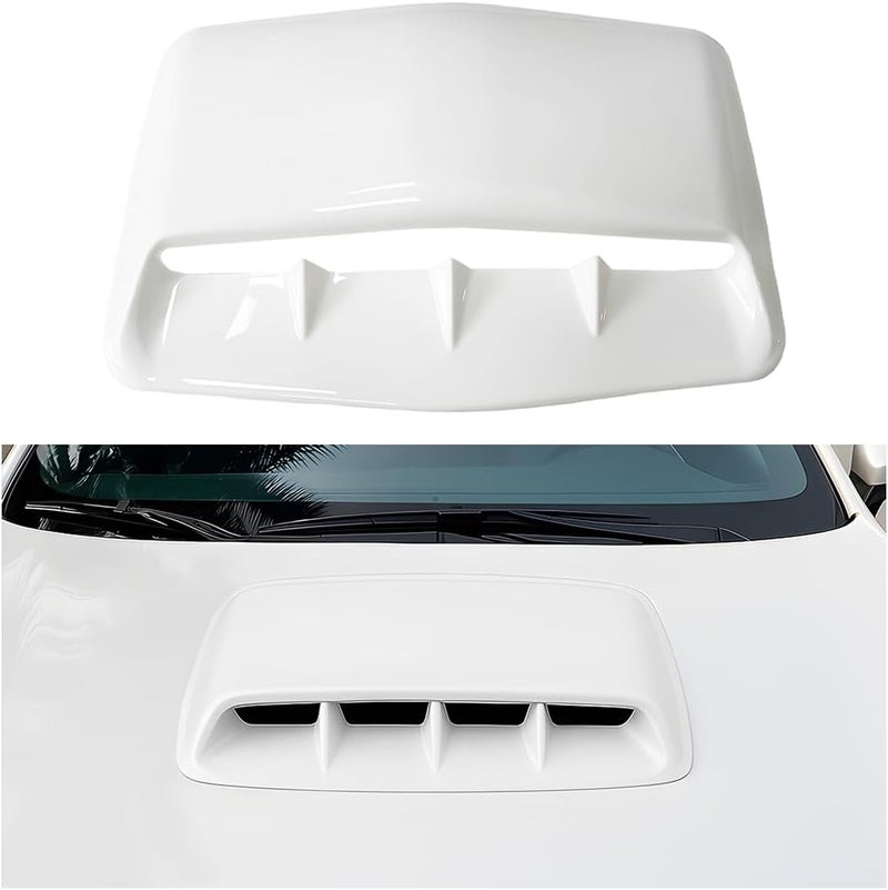 FALVFUN Car Hood Vents, Vehicle Scoop Turbo Bonnet Hood Air Flow Intake Cover, Automotive Exterior Decorative Engine Cooling Intake Vent Trim Accessories, Universal for SUV RV Truck (White) - Image 1